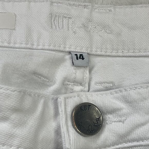 Kut From The Kloth Catherine Boyfriend Jeans Women's Size 14 White Cotton Denim - Picture 12 of 14